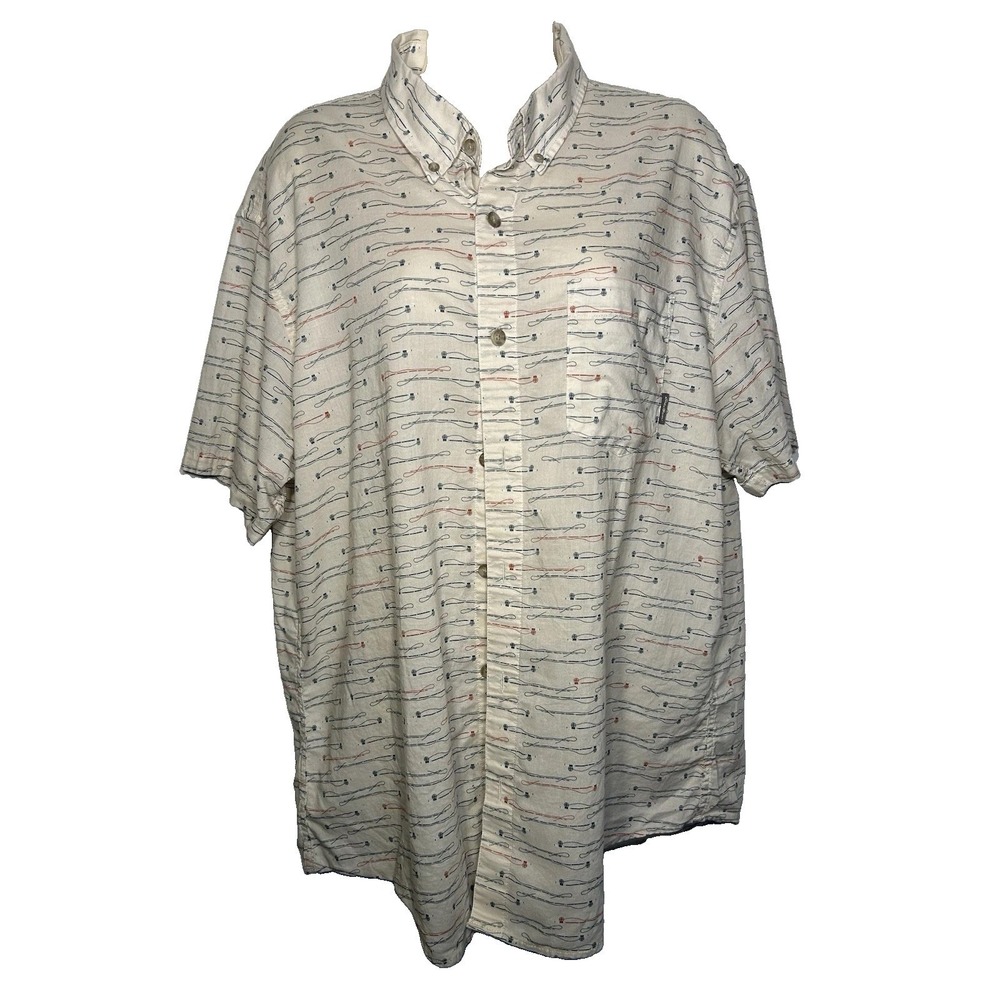 Eddie Bauer Fishing Novelty Print Button Up Shirt Mens XL - Picture 3 of 12